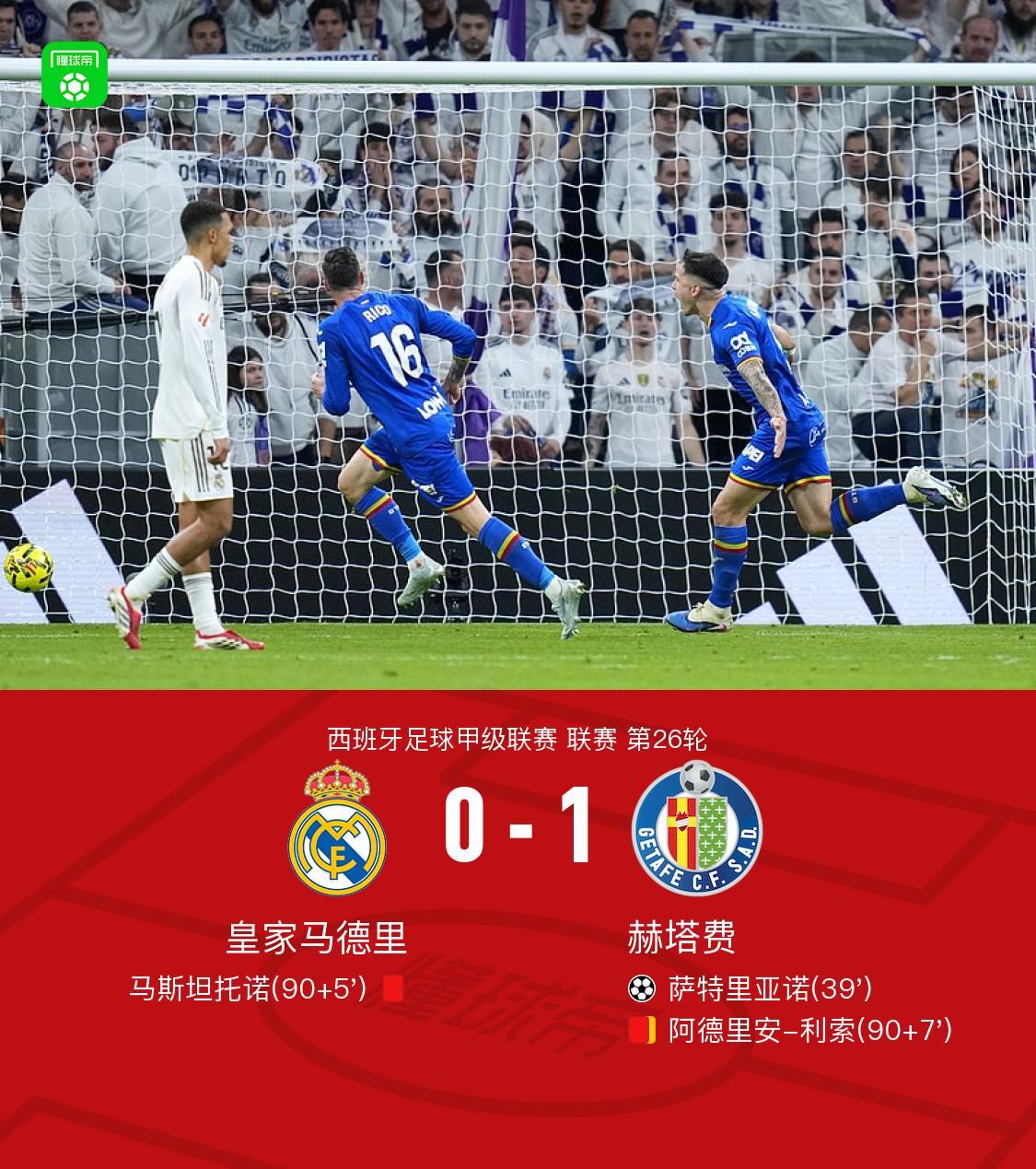 开云体育官方网站-剑南春｜皇马0-1赫塔费，萨特里亚诺凌空斩，维尼修斯失单刀